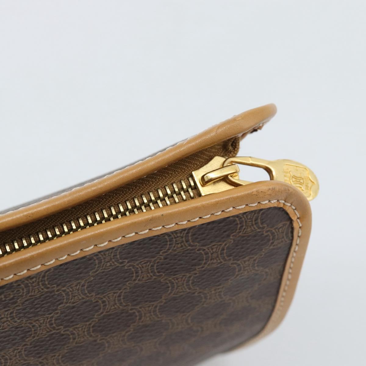 CELINE Macadam Canvas Clutch Bag PVC Leather Brown Gold Auth 193559A