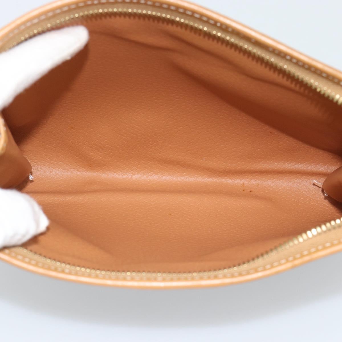 CELINE Macadam Canvas Clutch Bag PVC Leather Brown Gold Auth 193559A