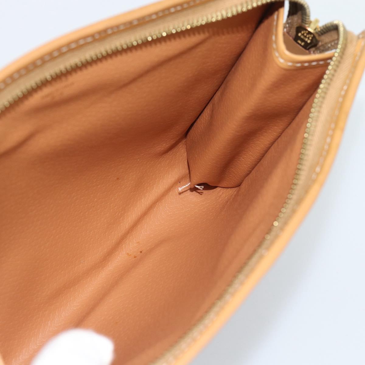 CELINE Macadam Canvas Clutch Bag PVC Leather Brown Gold Auth 193559A