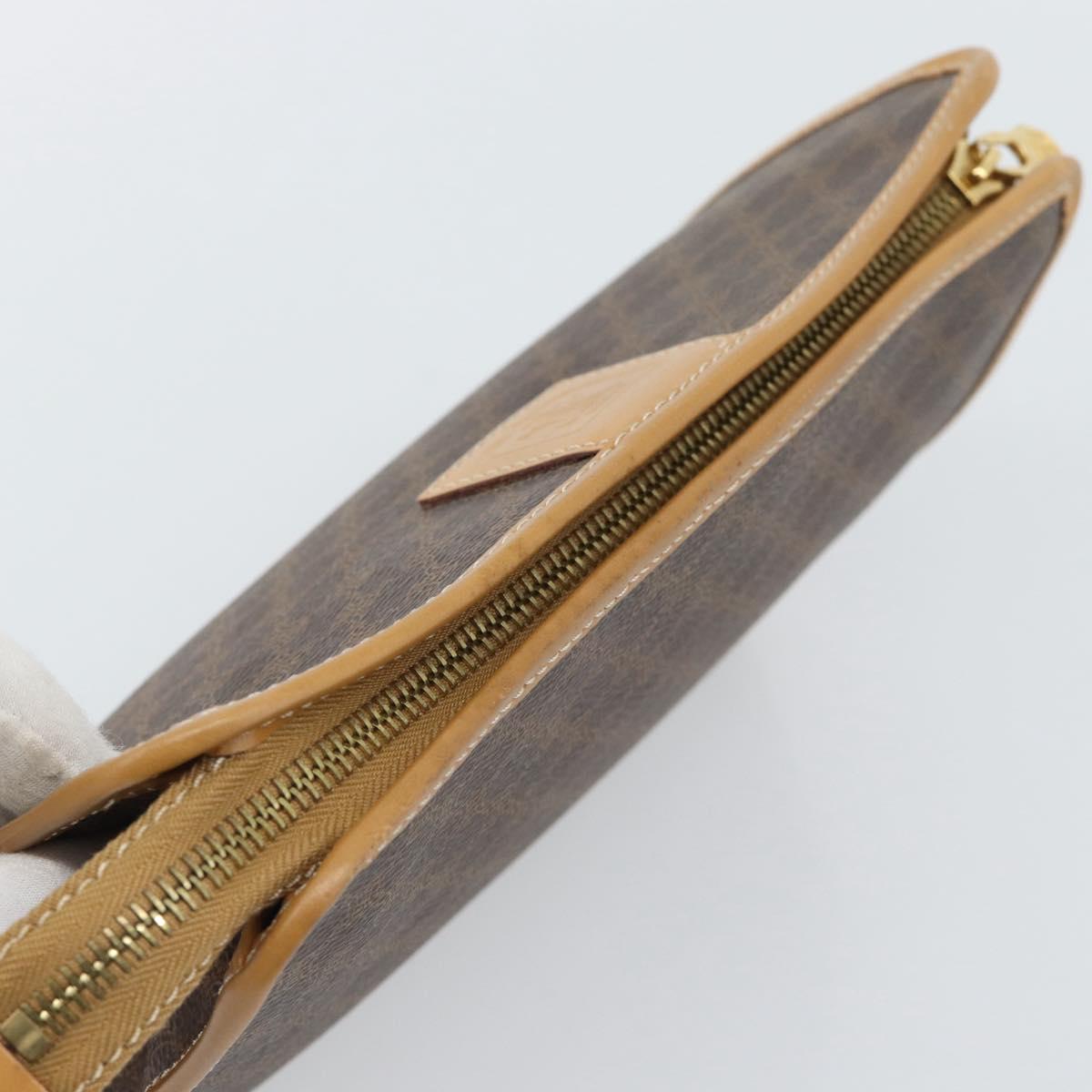 CELINE Macadam Canvas Clutch Bag PVC Leather Brown Gold Auth 193559A