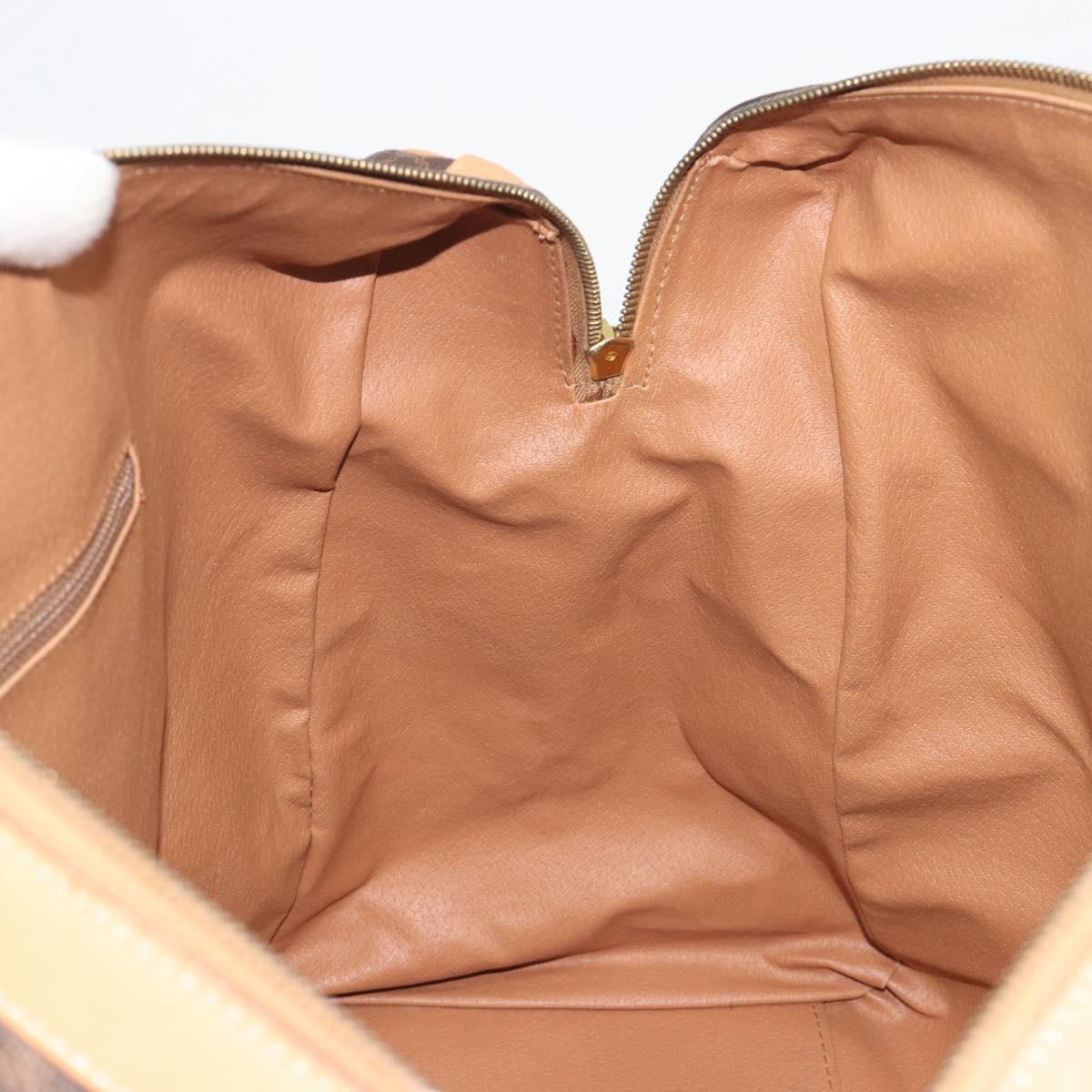 CELINE Macadam Canvas Boston Bag PVC Leather Brown Gold Auth 193560A