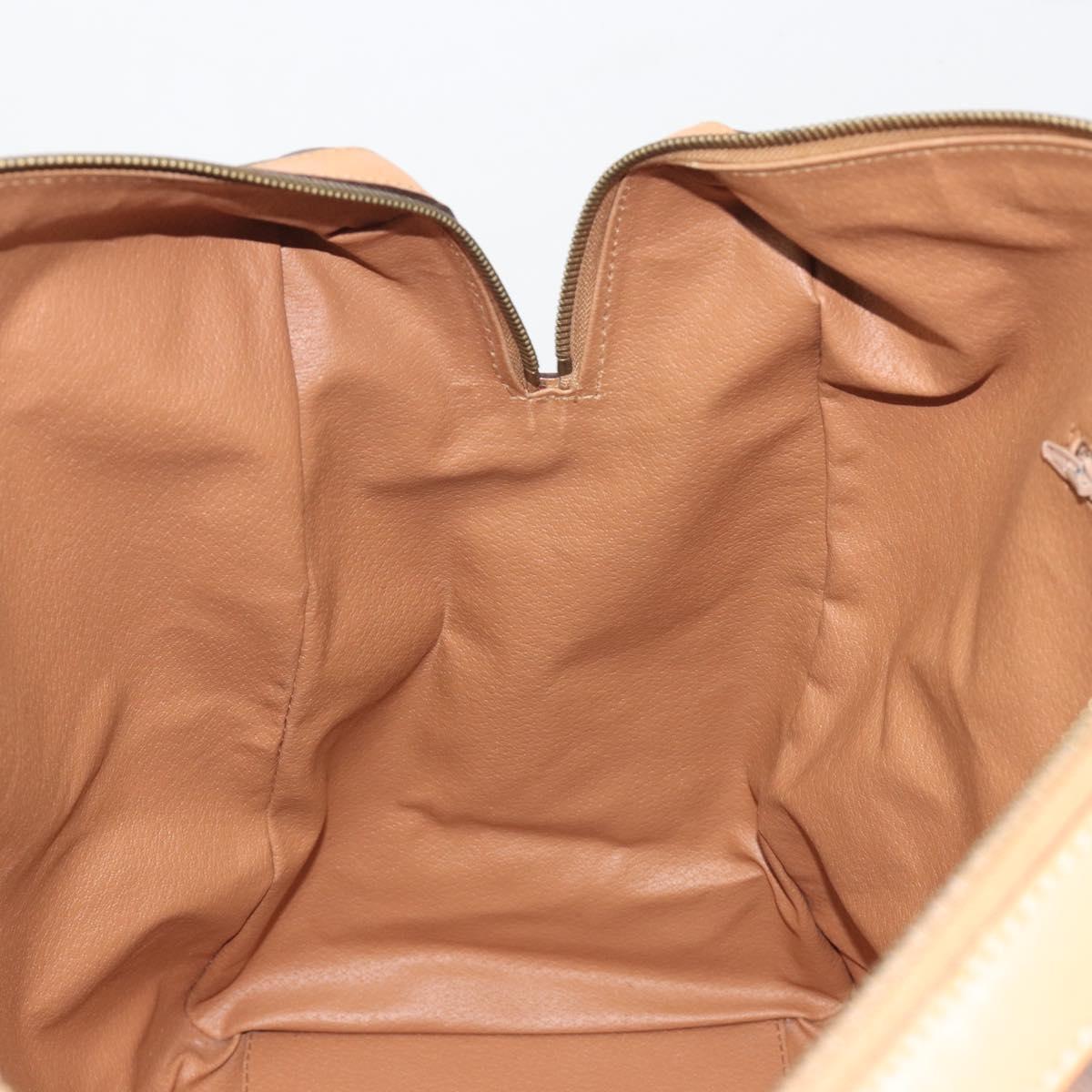 CELINE Macadam Canvas Boston Bag PVC Leather Brown Gold Auth 193560A