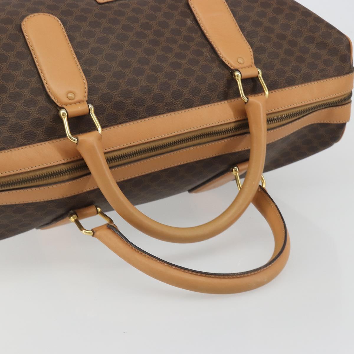 CELINE Macadam Canvas Boston Bag PVC Leather Brown Gold Auth 193560A