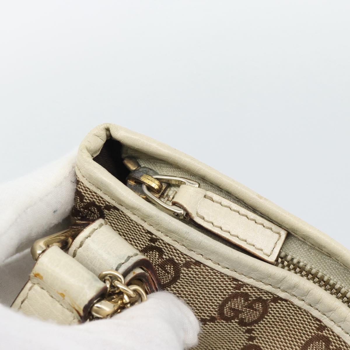GUCCI GG Canvas Sherry Line Shoulder Bag Beige Gold 144388 Auth 193563A