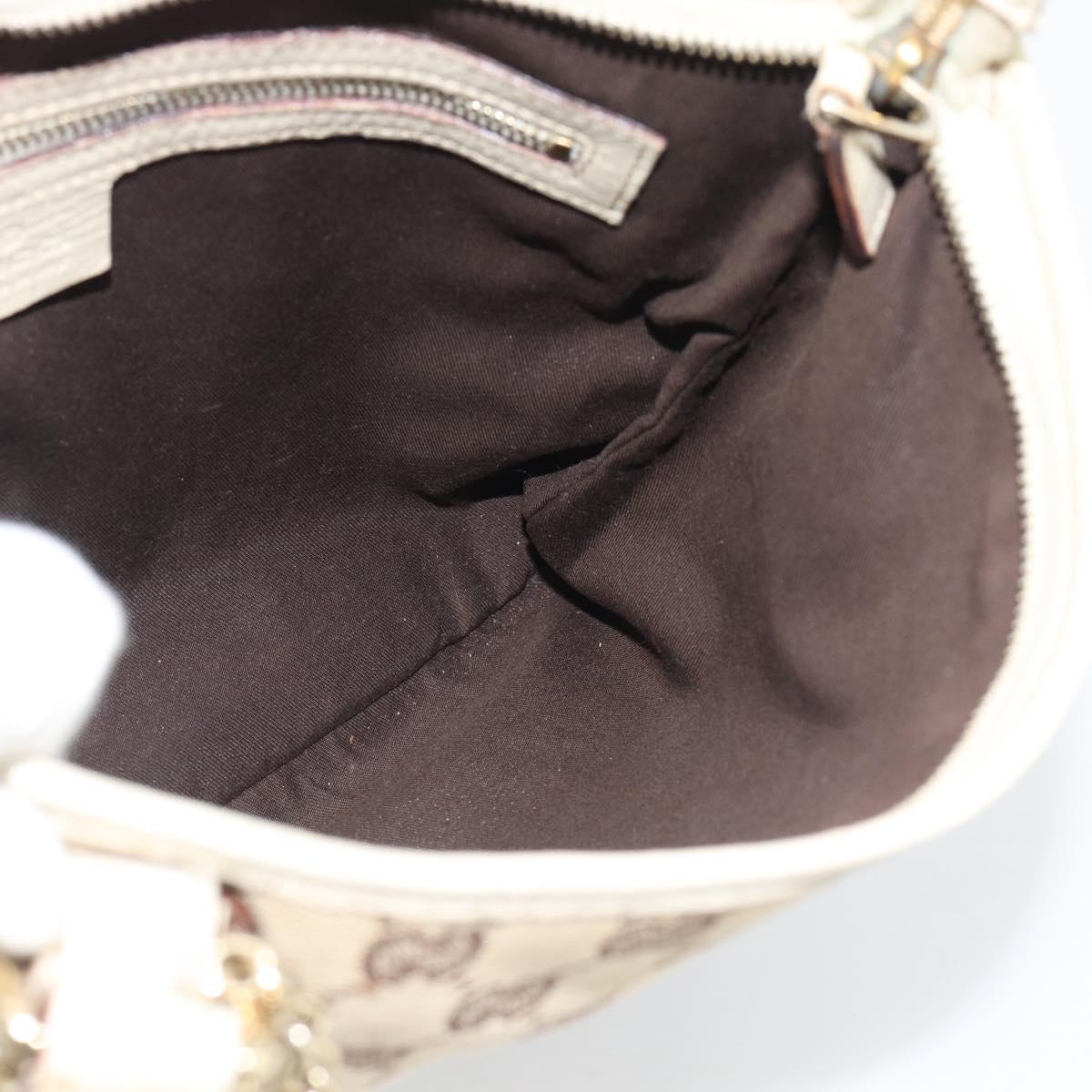GUCCI GG Canvas Sherry Line Shoulder Bag Beige Gold 144388 Auth 193563A