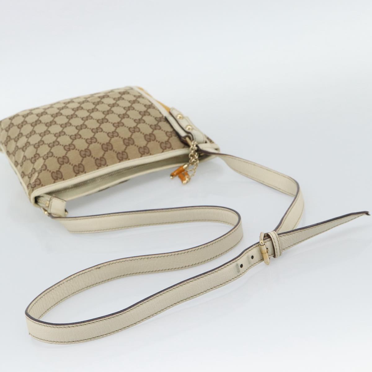 GUCCI GG Canvas Sherry Line Shoulder Bag Beige Gold 144388 Auth 193563A