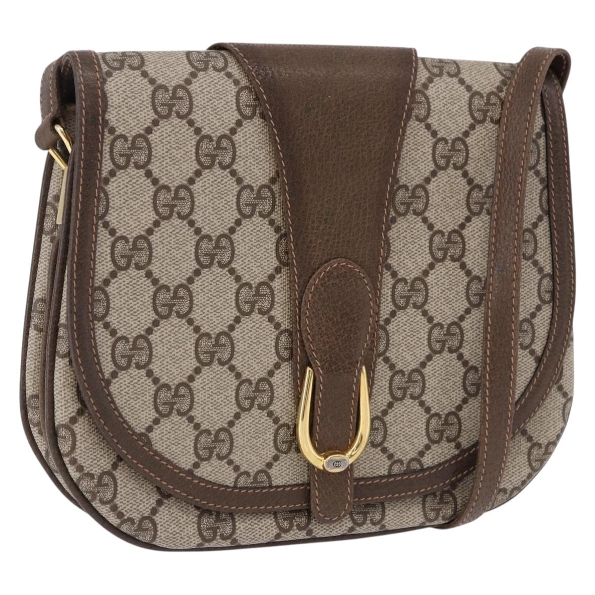 GUCCI GG Supreme Shoulder Bag PVC Beige Gold Auth 193564