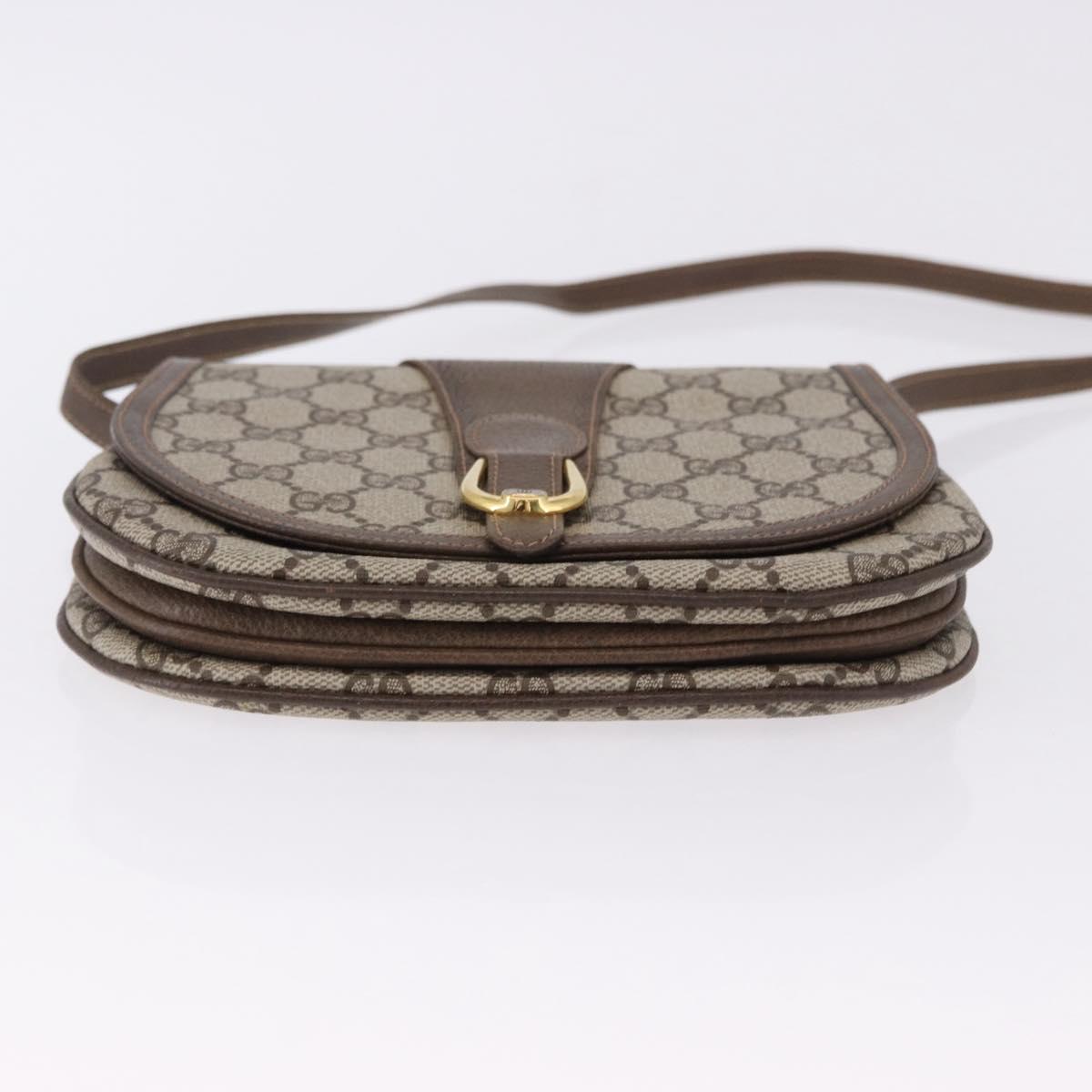 GUCCI GG Supreme Shoulder Bag PVC Beige Gold Auth 193564
