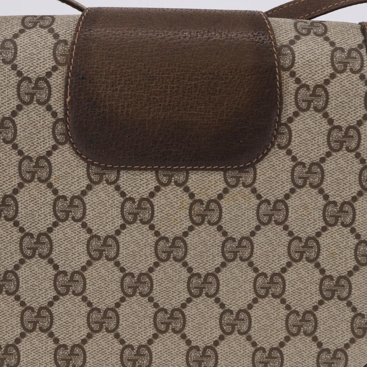 GUCCI GG Supreme Shoulder Bag PVC Beige Gold Auth 193564