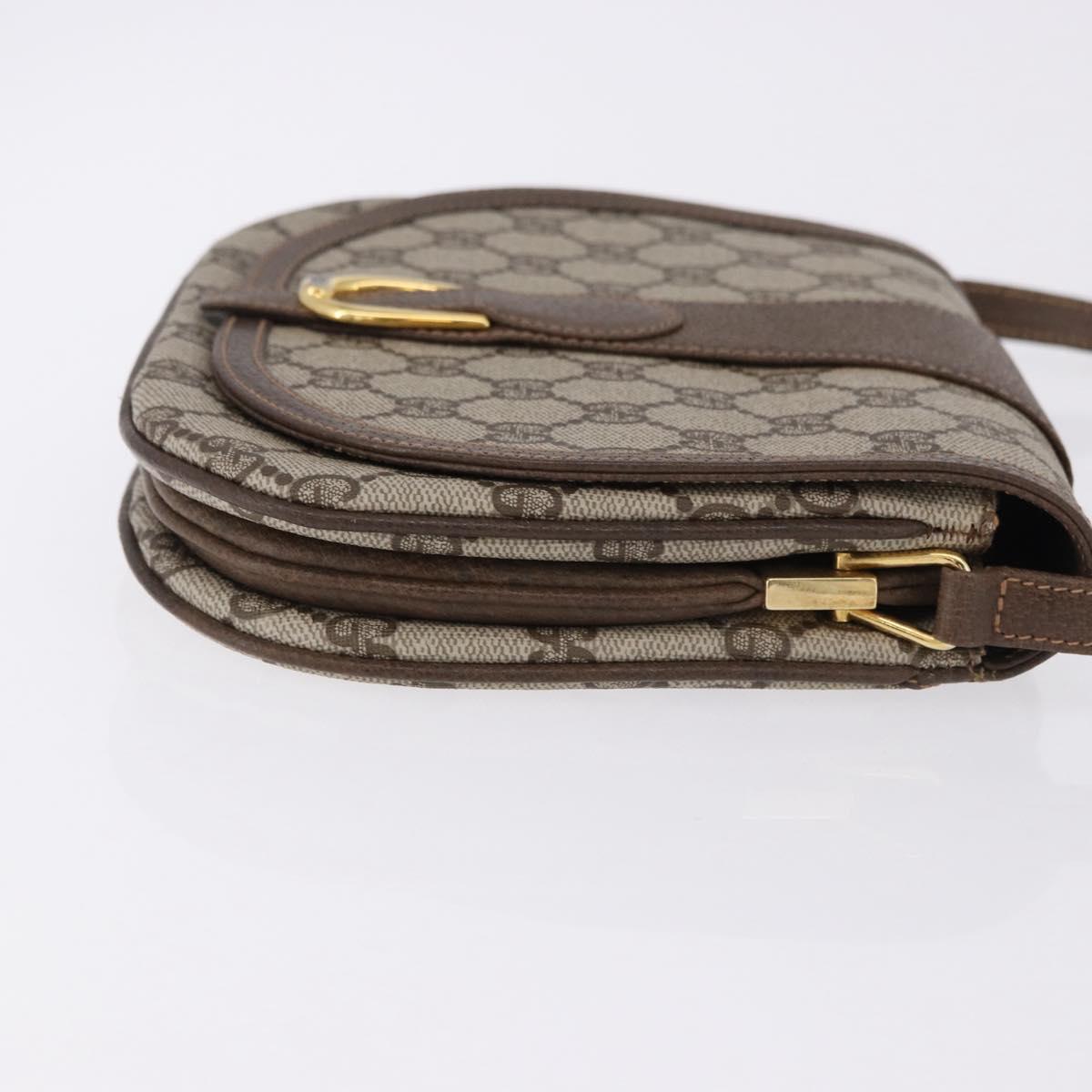 GUCCI GG Supreme Shoulder Bag PVC Beige Gold Auth 193564