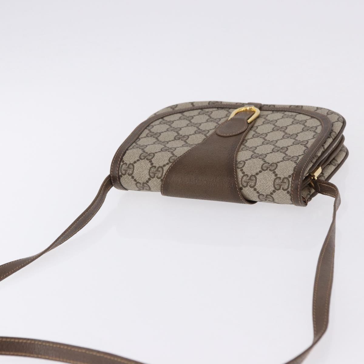 GUCCI GG Supreme Shoulder Bag PVC Beige Gold Auth 193564