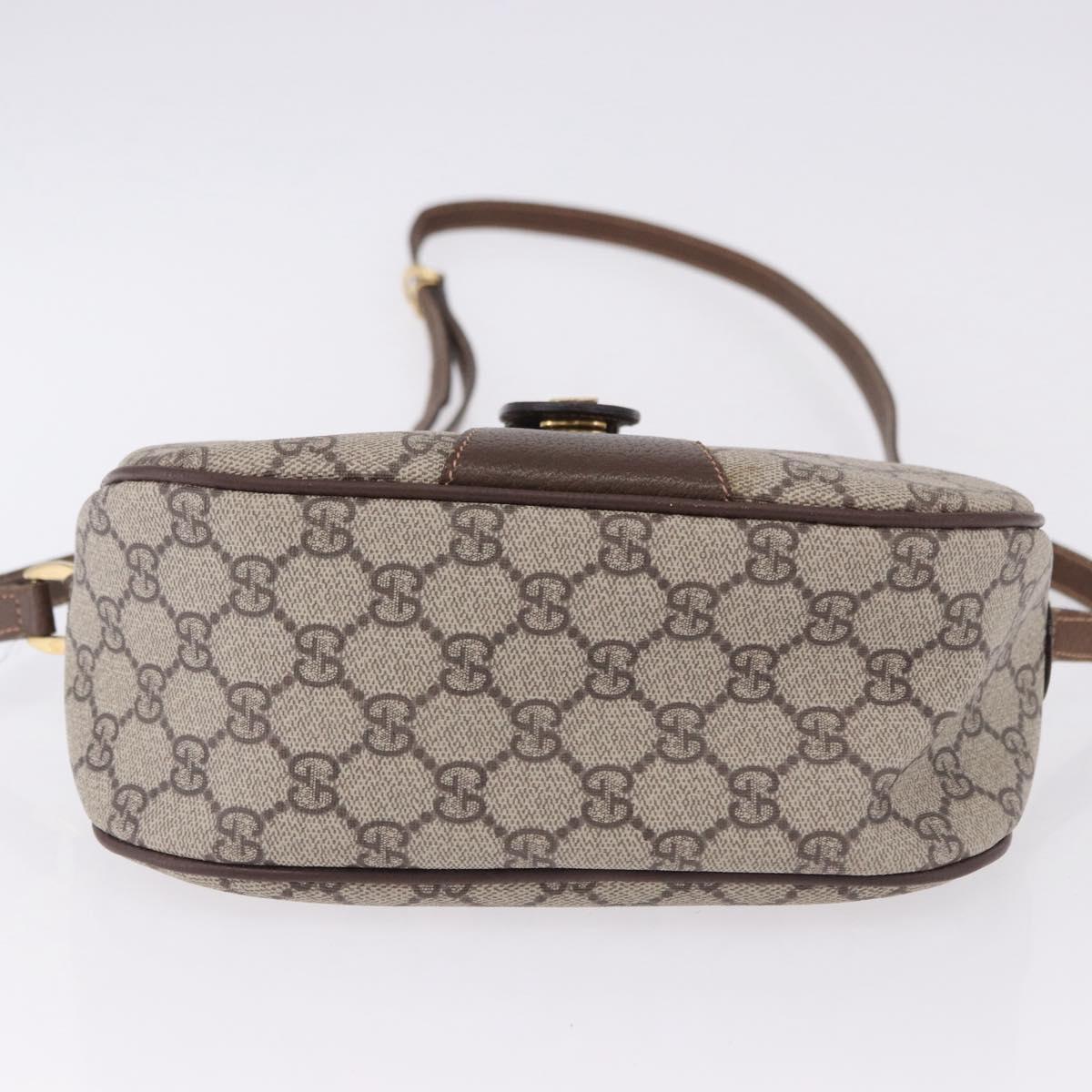 GUCCI GG Supreme Web Sherry Line Shoulder Bag PVC Beige Gold Auth 193565