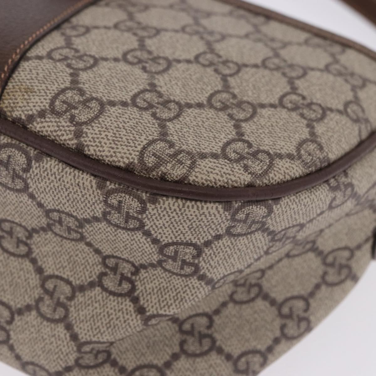 GUCCI GG Supreme Web Sherry Line Shoulder Bag PVC Beige Gold Auth 193565