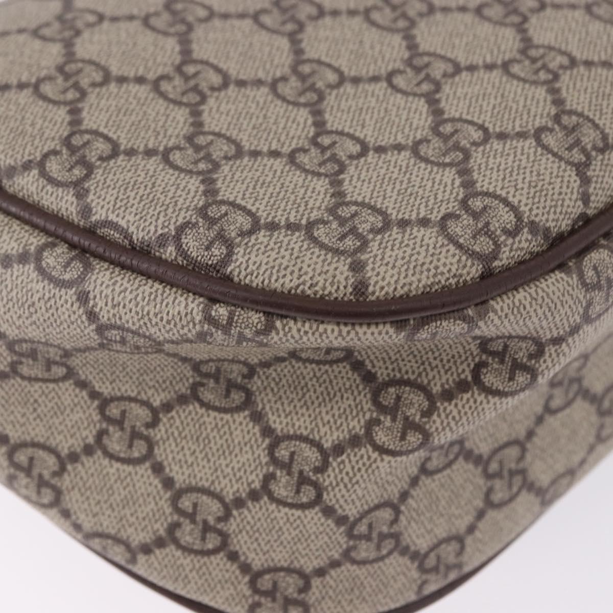 GUCCI GG Supreme Web Sherry Line Shoulder Bag PVC Beige Gold Auth 193565