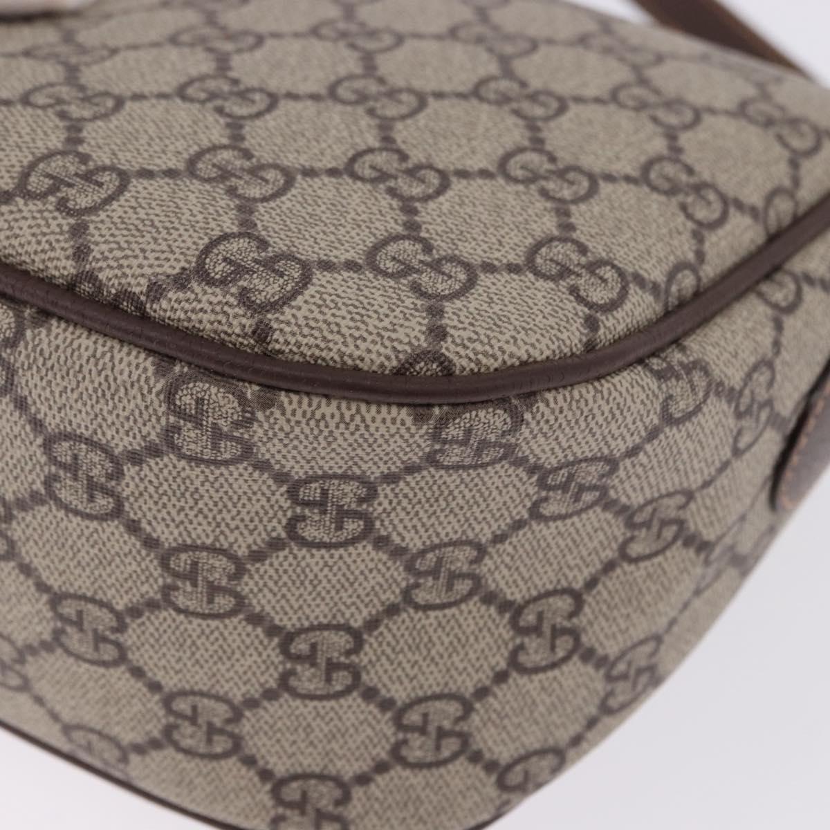 GUCCI GG Supreme Web Sherry Line Shoulder Bag PVC Beige Gold Auth 193565