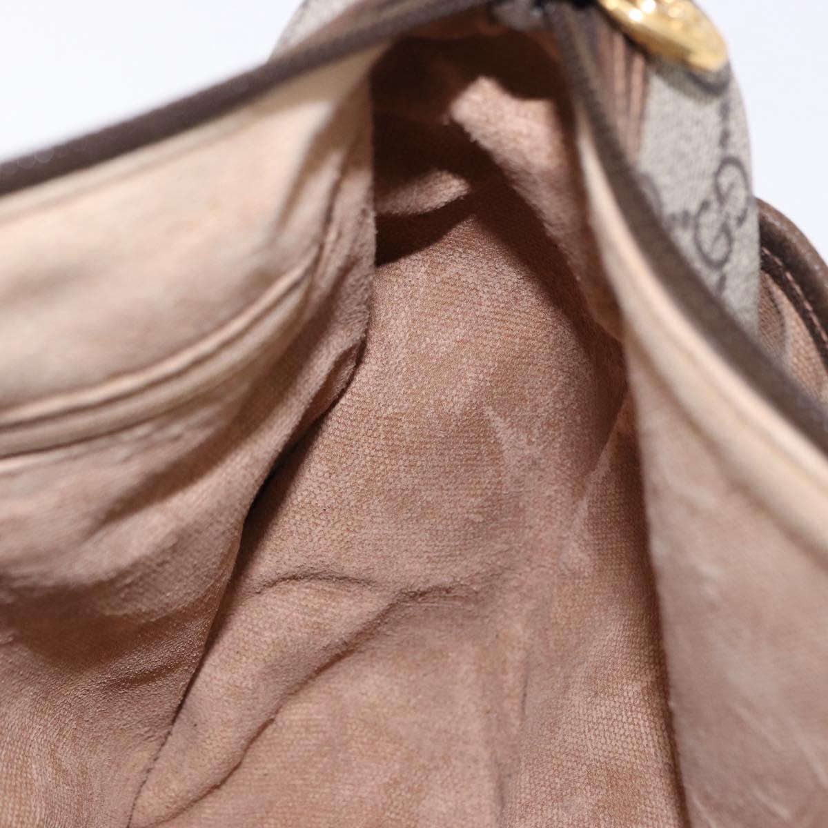GUCCI GG Supreme Web Sherry Line Shoulder Bag PVC Beige Gold Auth 193565