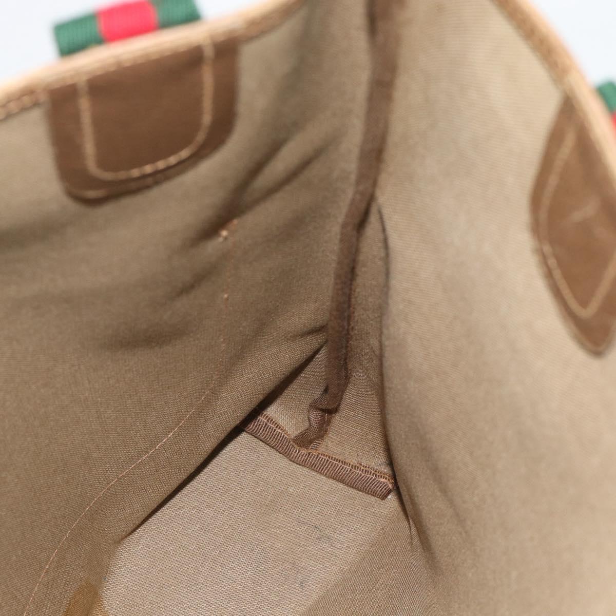GUCCI GG Supreme Web Sherry Line Tote Bag PVC Beige 40 02 003 Auth 193566