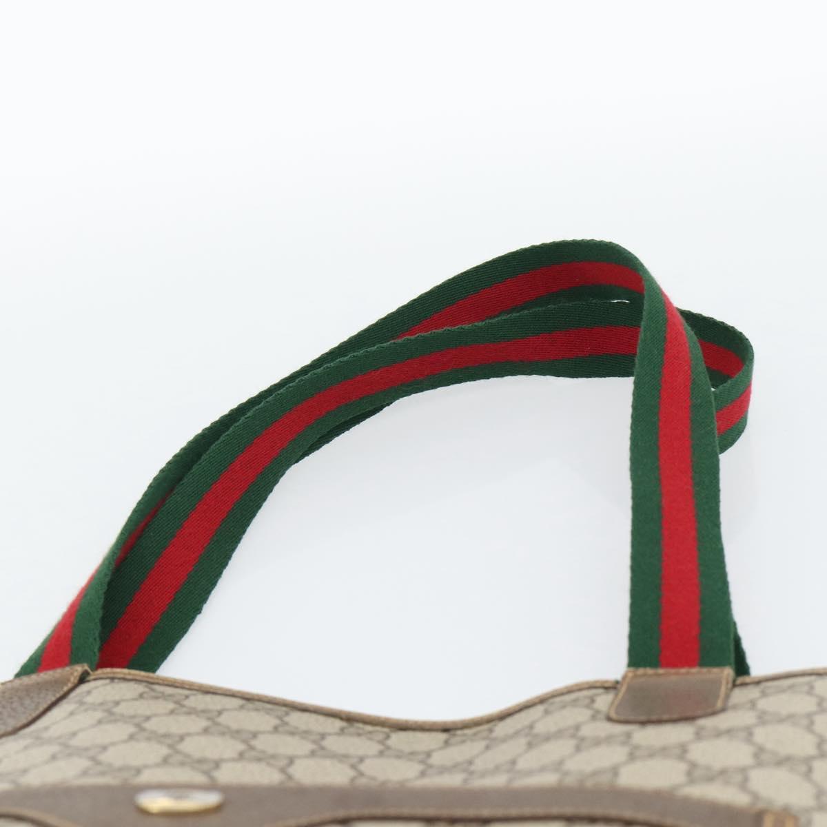 GUCCI GG Supreme Web Sherry Line Tote Bag PVC Beige 40 02 003 Auth 193566