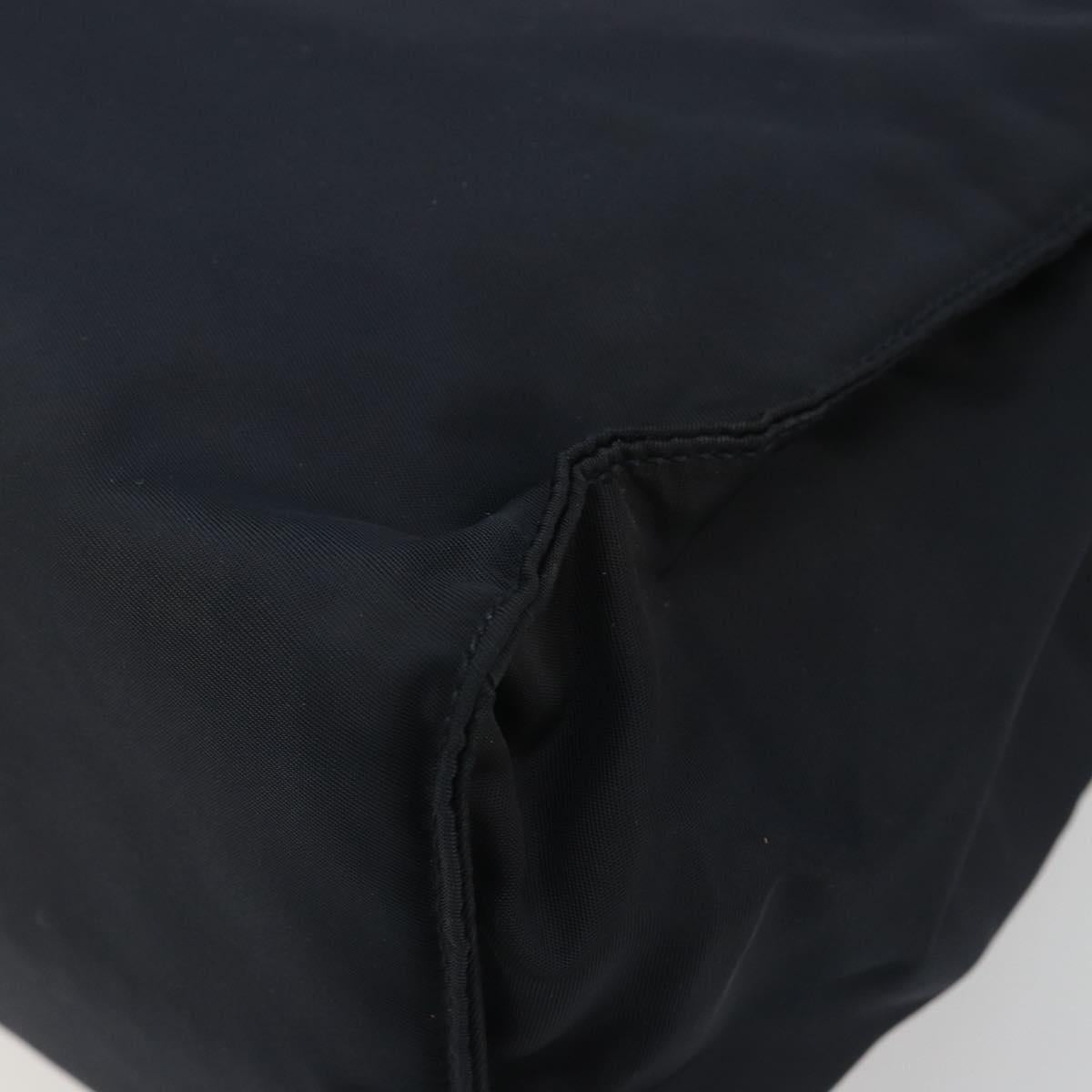 PRADA Chain Hand Bag Nylon Navy Gold Auth 193568A