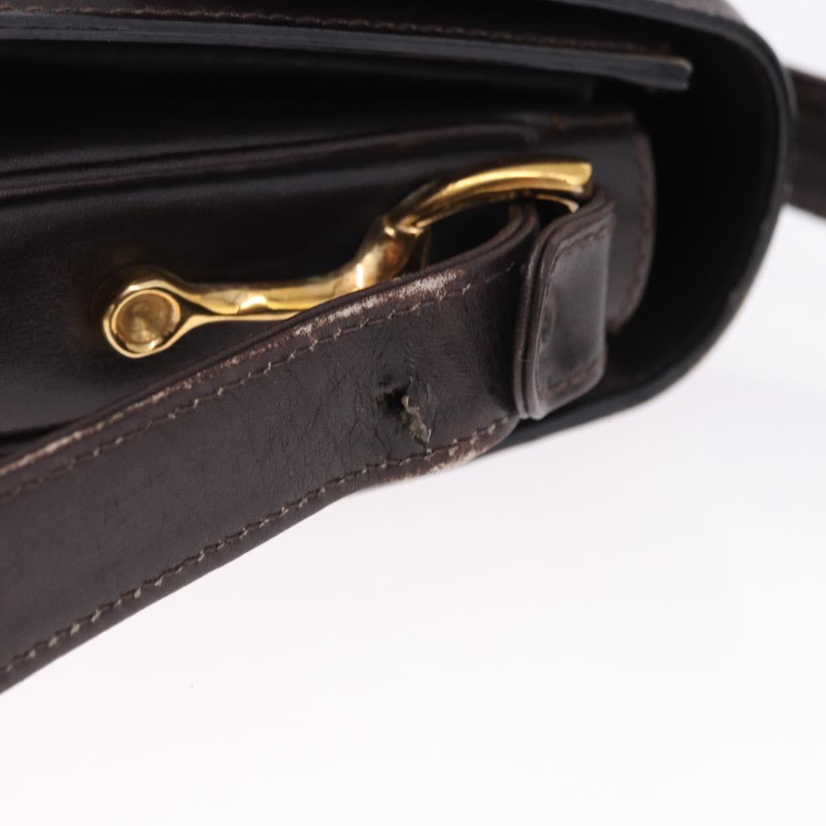 CELINE C Sulky Horse Carriage Shoulder Bag Canvas Brown Gold Auth 193569A