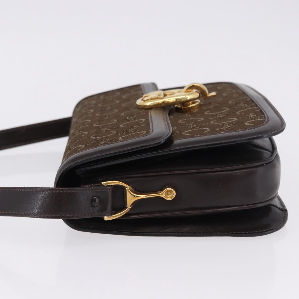 CELINE C Sulky Horse Carriage Shoulder Bag Canvas Brown Gold Auth 193569A