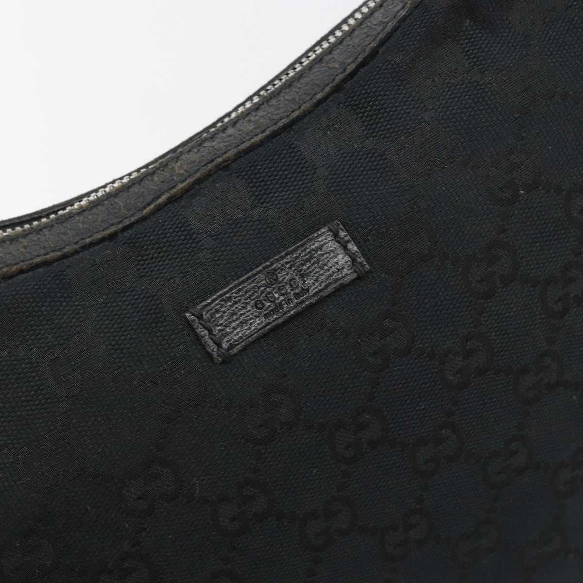 GUCCI GG Canvas Shoulder Bag Black Silver 122790 Auth 193570