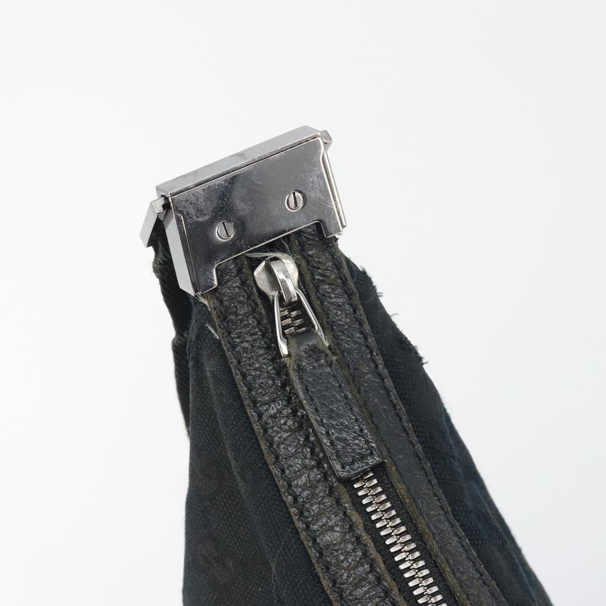 GUCCI GG Canvas Shoulder Bag Black Silver 122790 Auth 193570