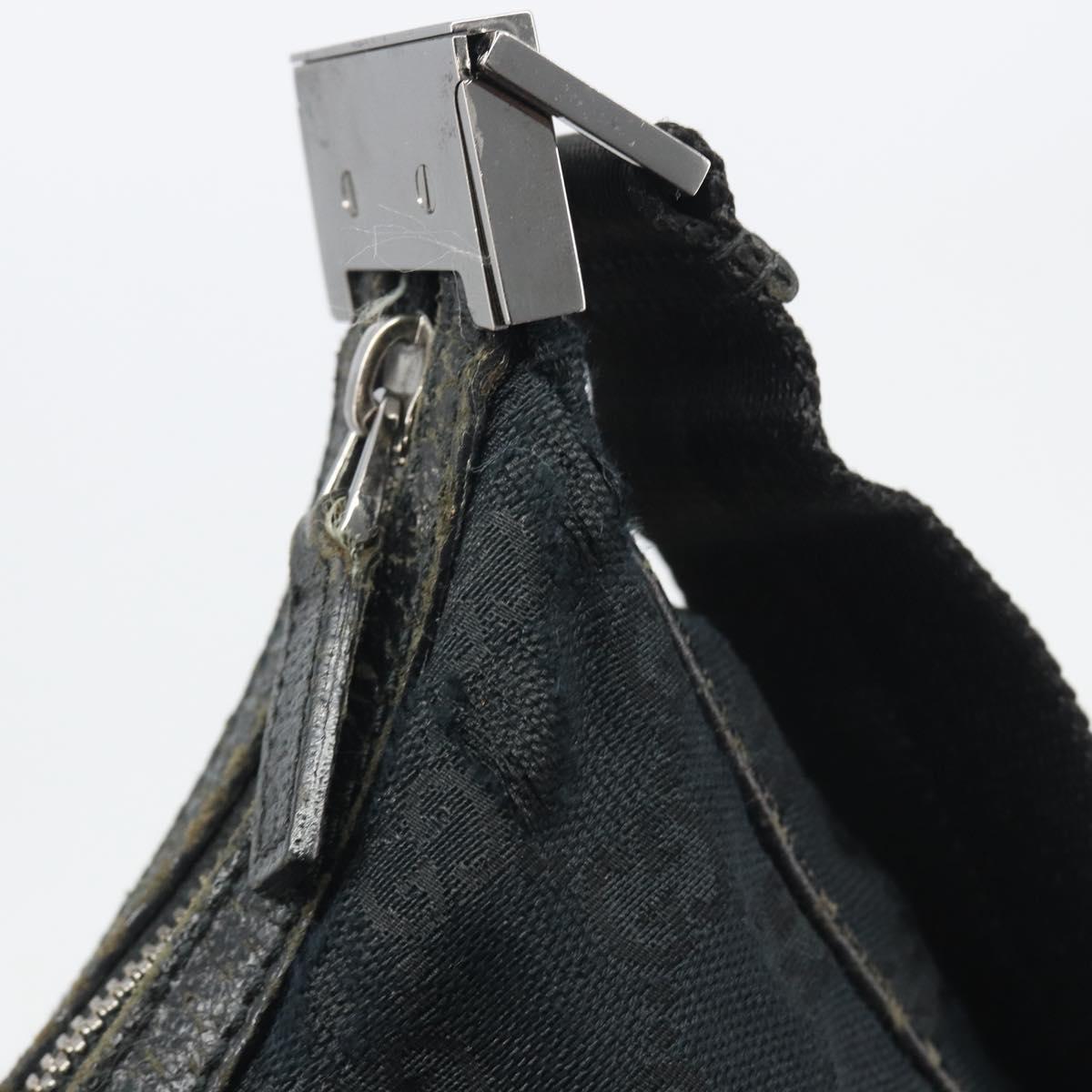 GUCCI GG Canvas Shoulder Bag Black Silver 122790 Auth 193570