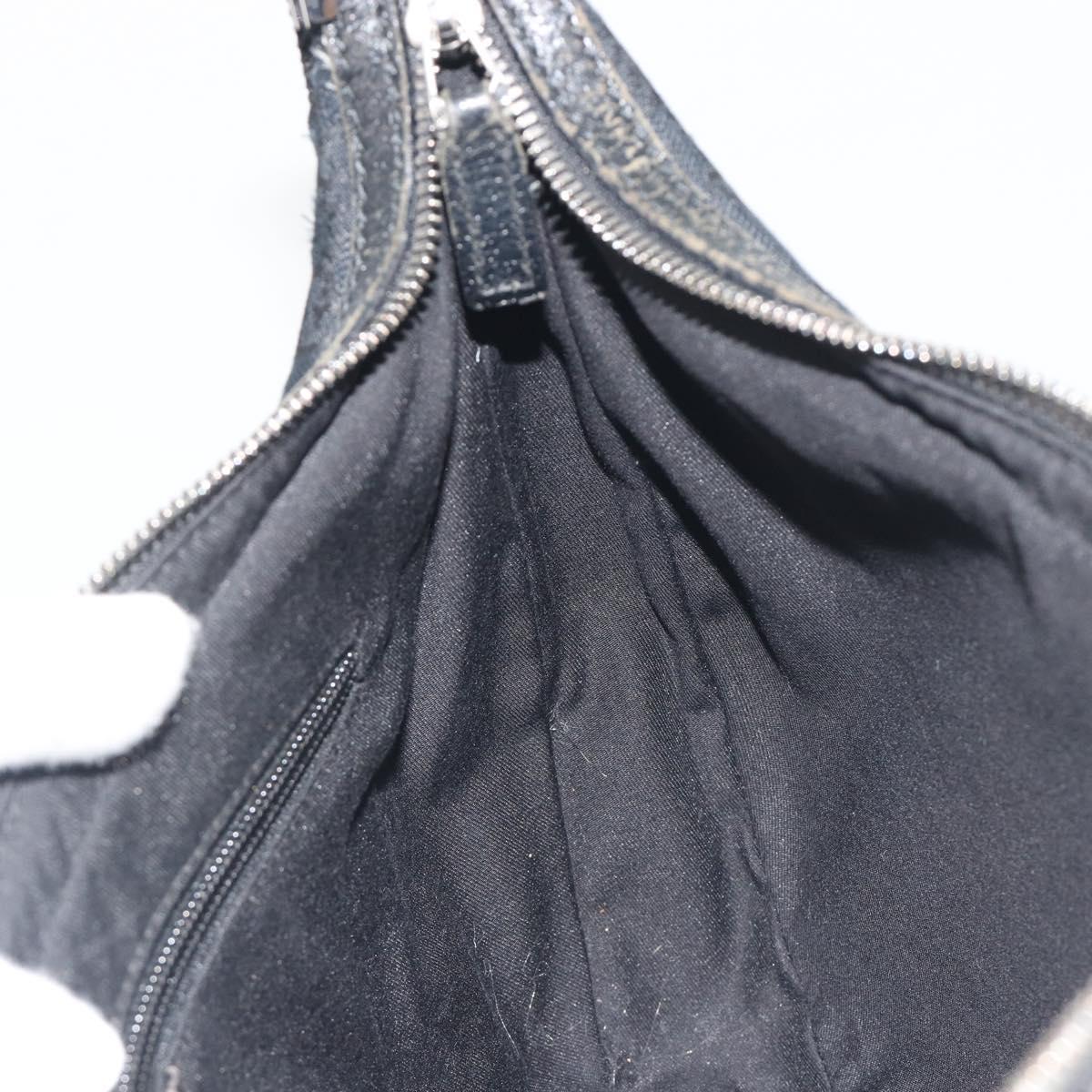 GUCCI GG Canvas Shoulder Bag Black Silver 122790 Auth 193570