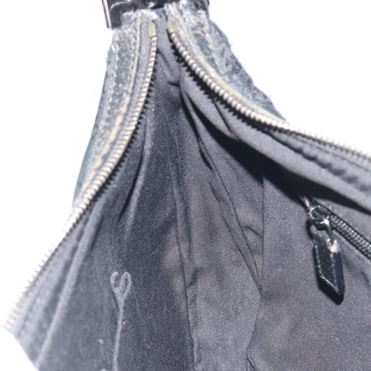 GUCCI GG Canvas Shoulder Bag Black Silver 122790 Auth 193570