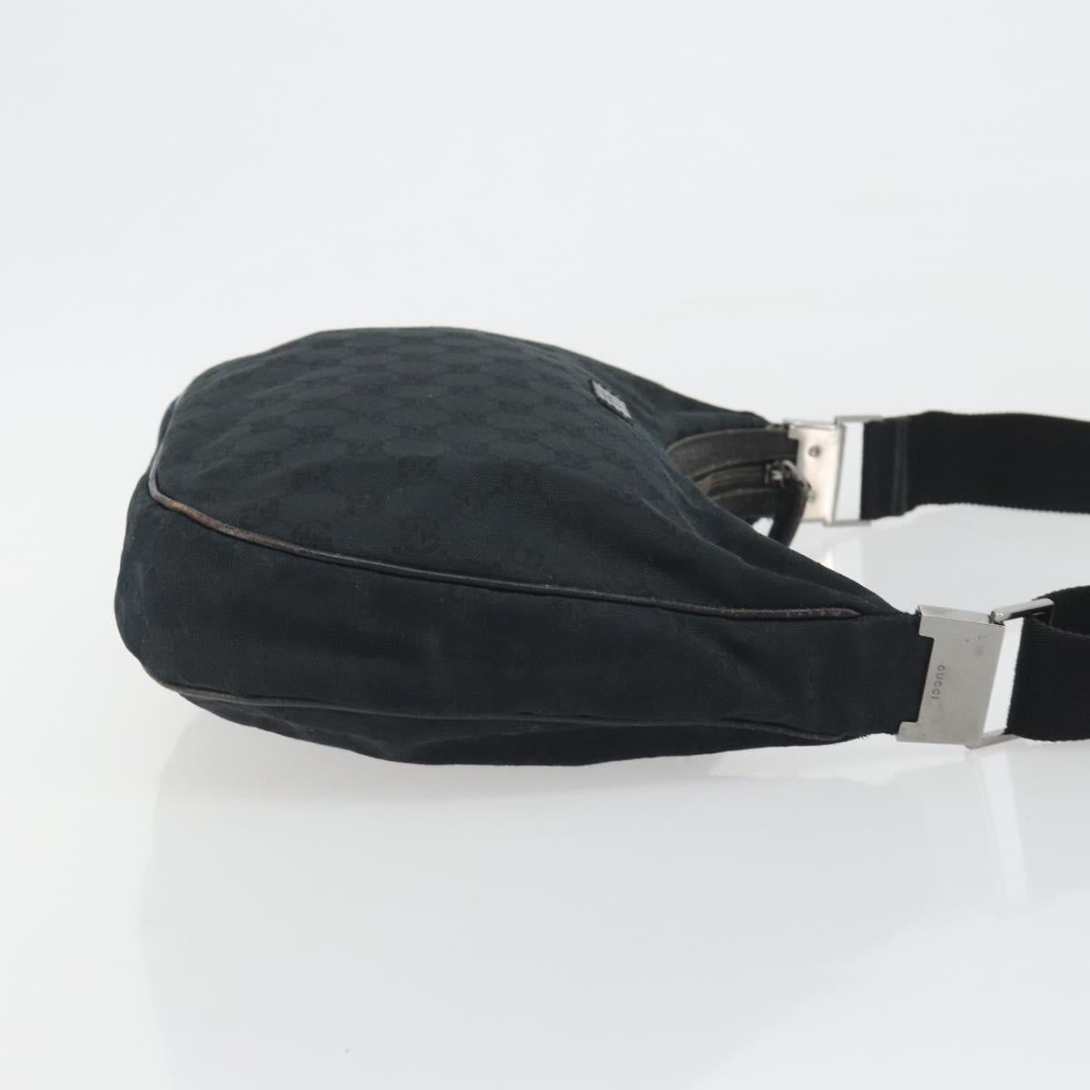 GUCCI GG Canvas Shoulder Bag Black Silver 122790 Auth 193570