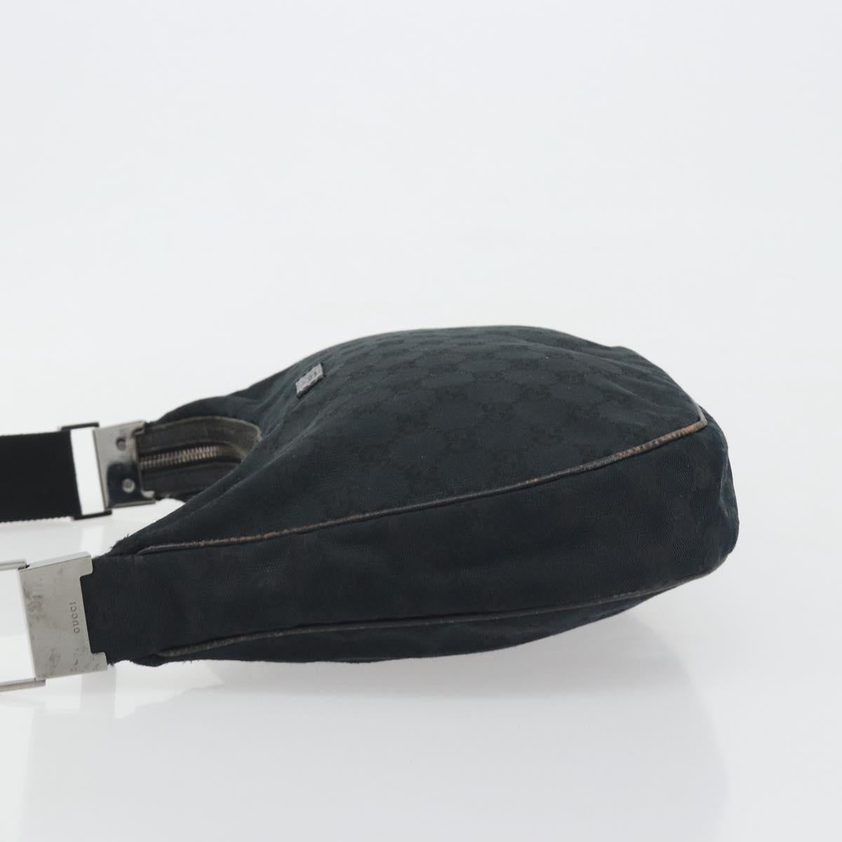 GUCCI GG Canvas Shoulder Bag Black Silver 122790 Auth 193570