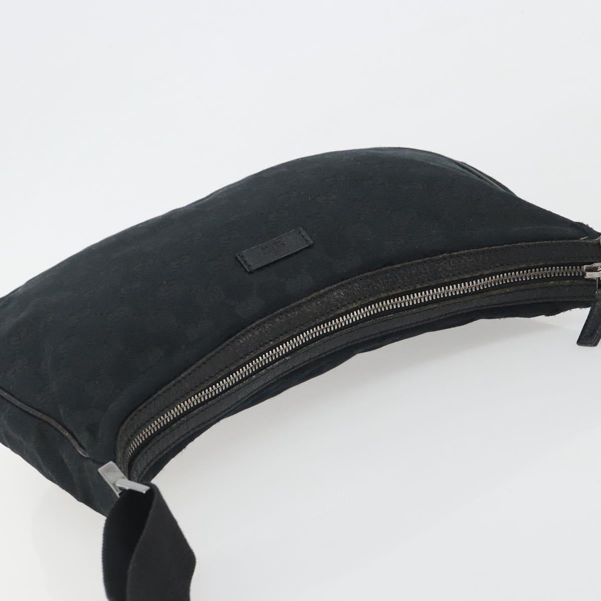 GUCCI GG Canvas Shoulder Bag Black Silver 122790 Auth 193570