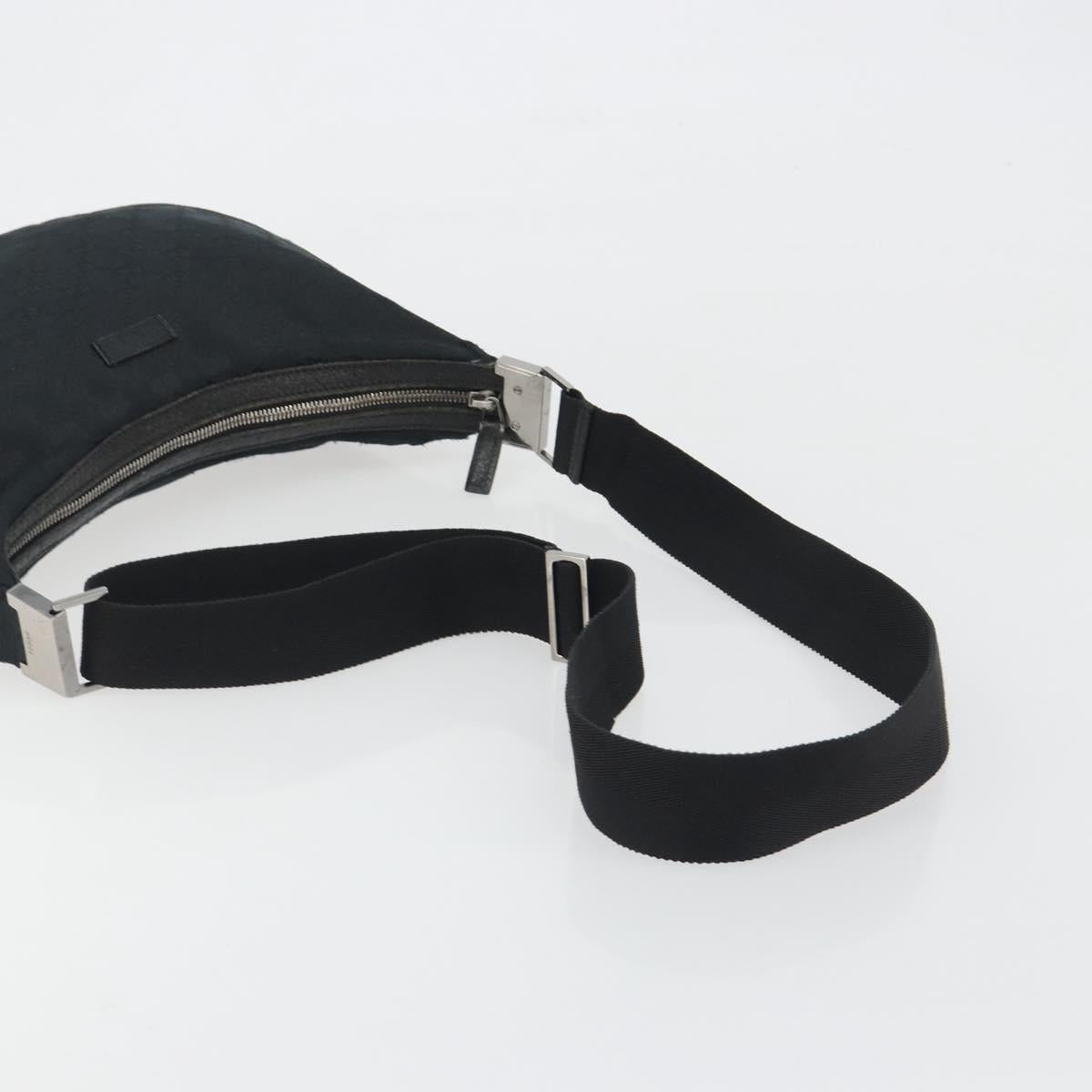 GUCCI GG Canvas Shoulder Bag Black Silver 122790 Auth 193570