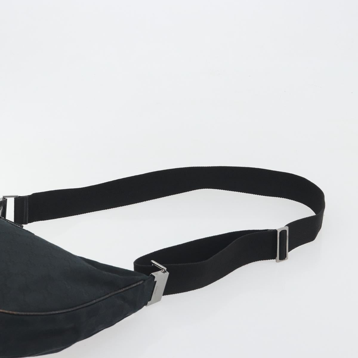 GUCCI GG Canvas Shoulder Bag Black Silver 122790 Auth 193570