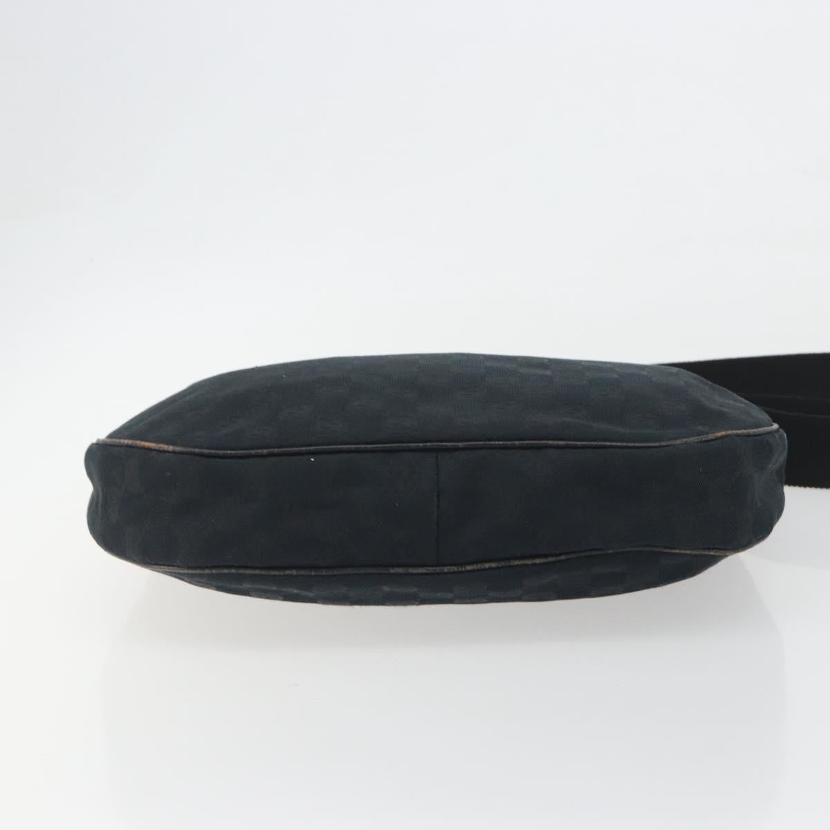 GUCCI GG Canvas Shoulder Bag Black Silver 122790 Auth 193570