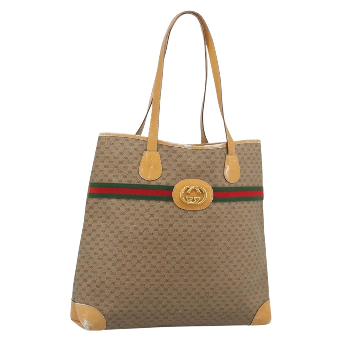 GUCCI Micro GG Supreme Web Sherry Line Bag Beige Gold 002 123 0174 Auth 193571