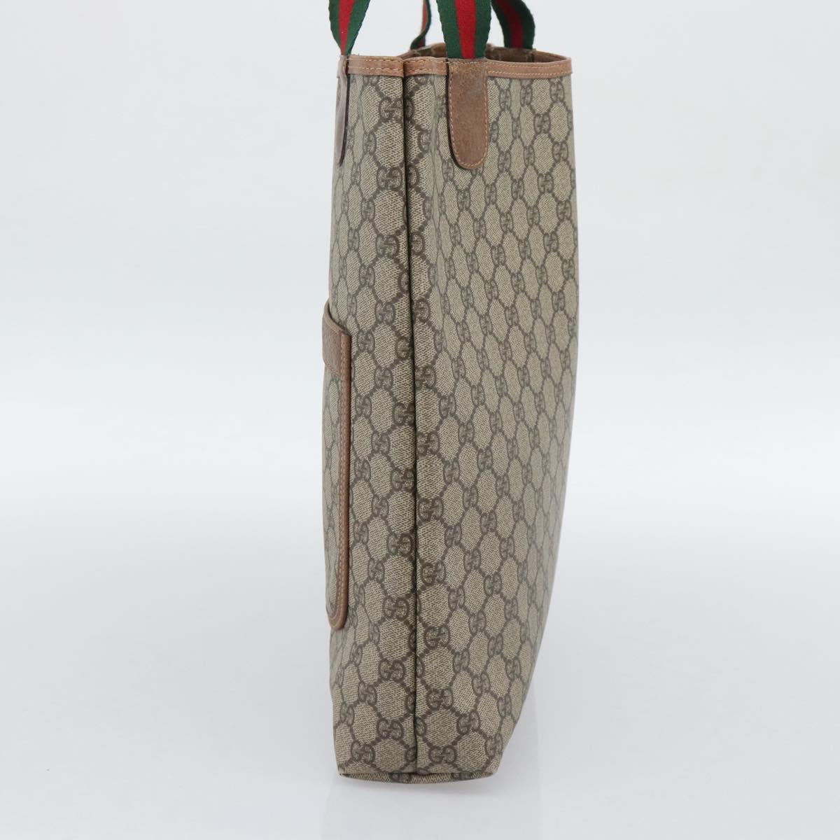 GUCCI GG Supreme Web Sherry Line Tote Bag PVC Beige Gold 002 58 6487 Auth 193572