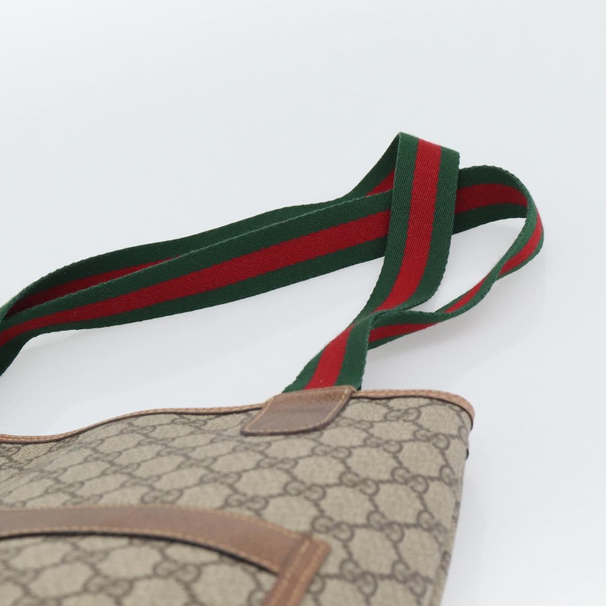 GUCCI GG Supreme Web Sherry Line Tote Bag PVC Beige Gold 002 58 6487 Auth 193572