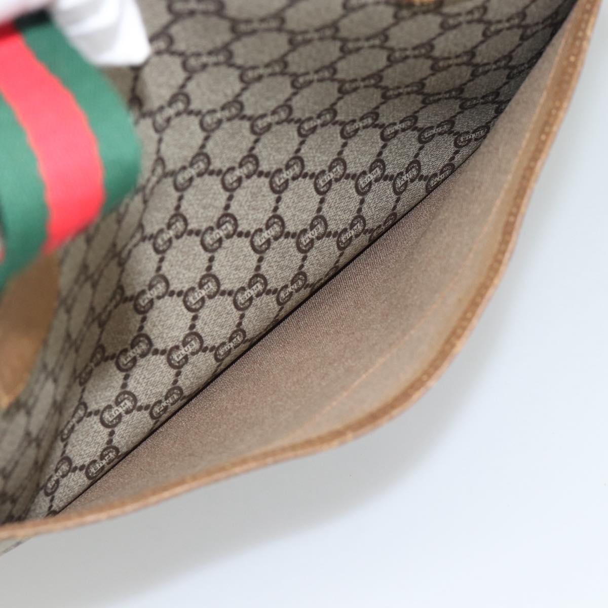 GUCCI GG Plus Supreme Web Sherry Line Tote Bag PVC Beige Gold Auth 193573