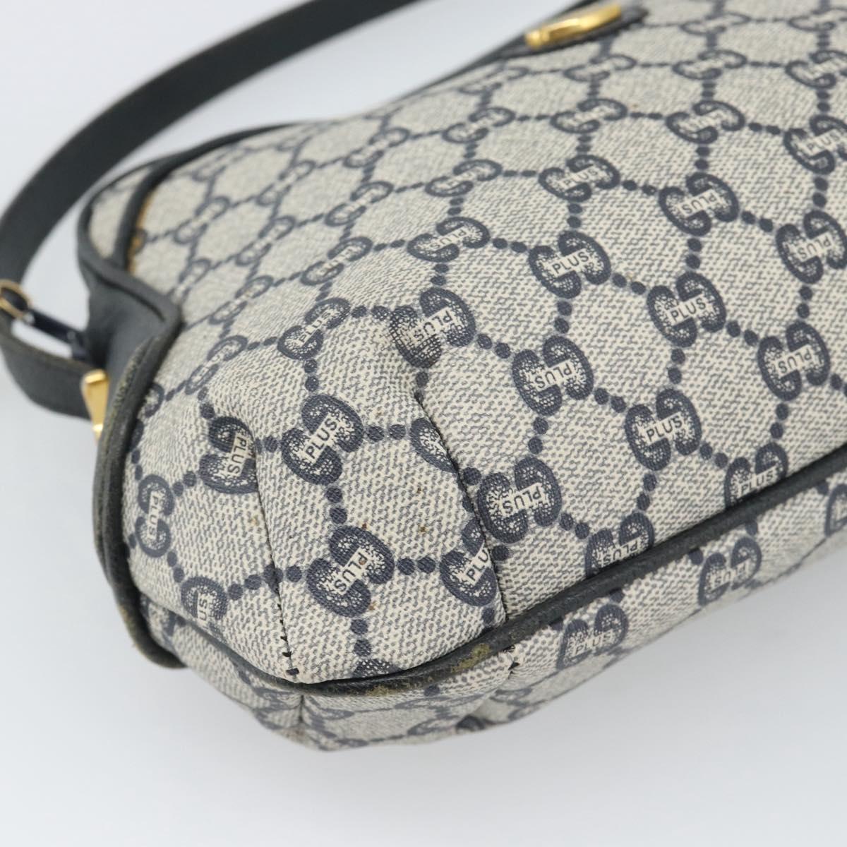 GUCCI GG Supreme Shoulder Bag PVC Navy Gold Auth 193574