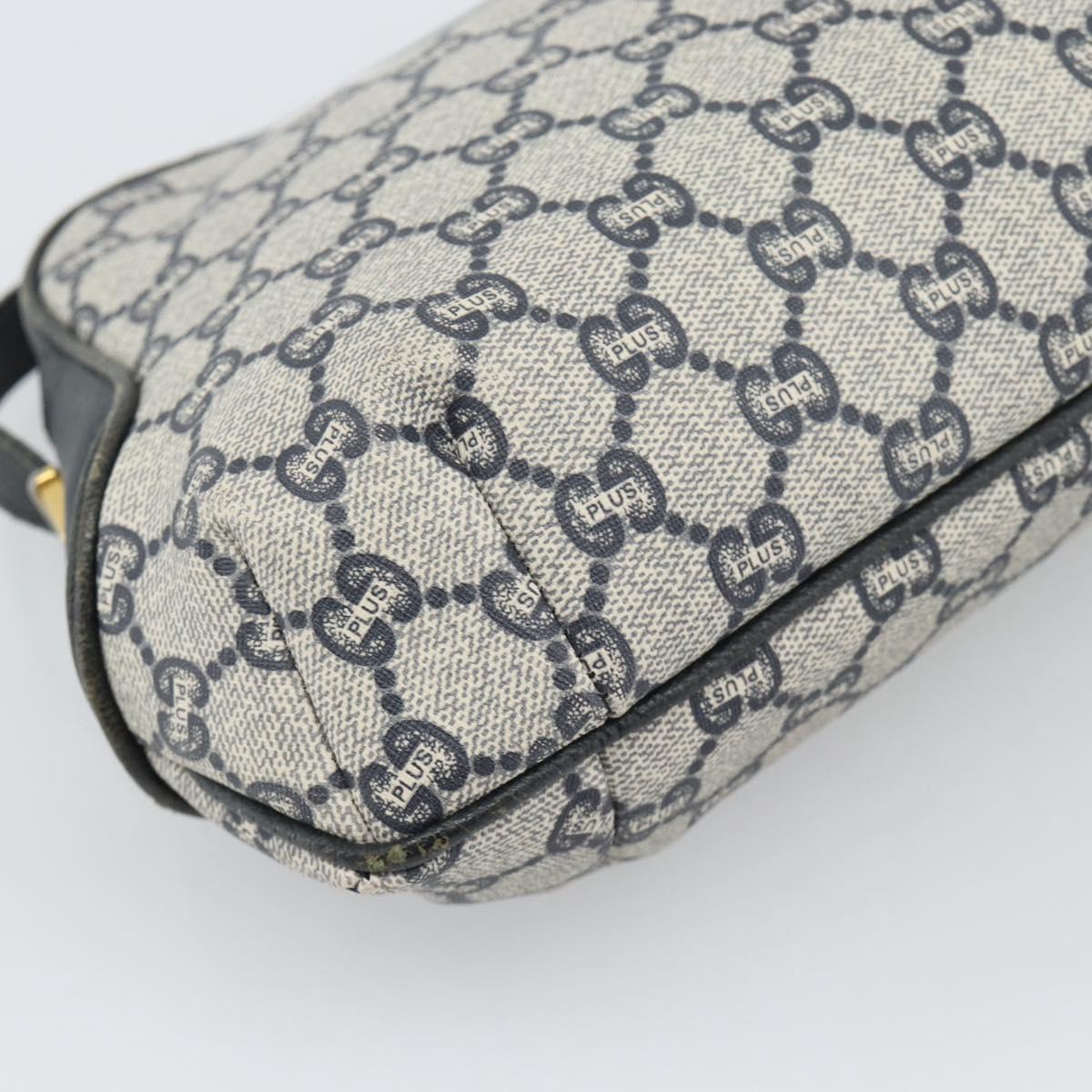 GUCCI GG Supreme Shoulder Bag PVC Navy Gold Auth 193574