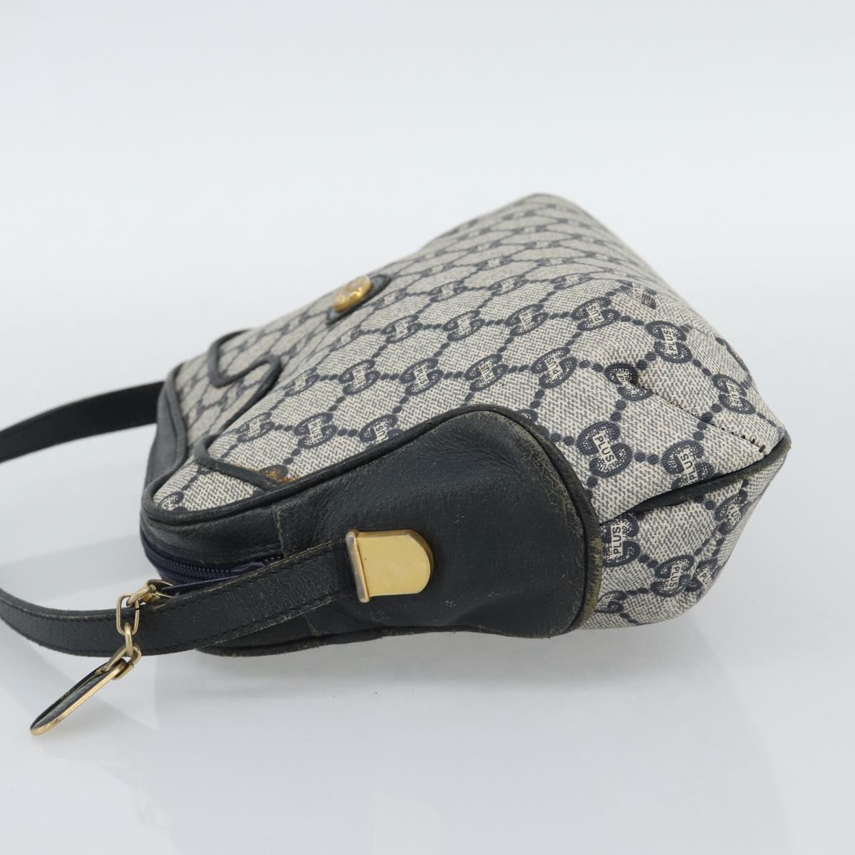 GUCCI GG Supreme Shoulder Bag PVC Navy Gold Auth 193574