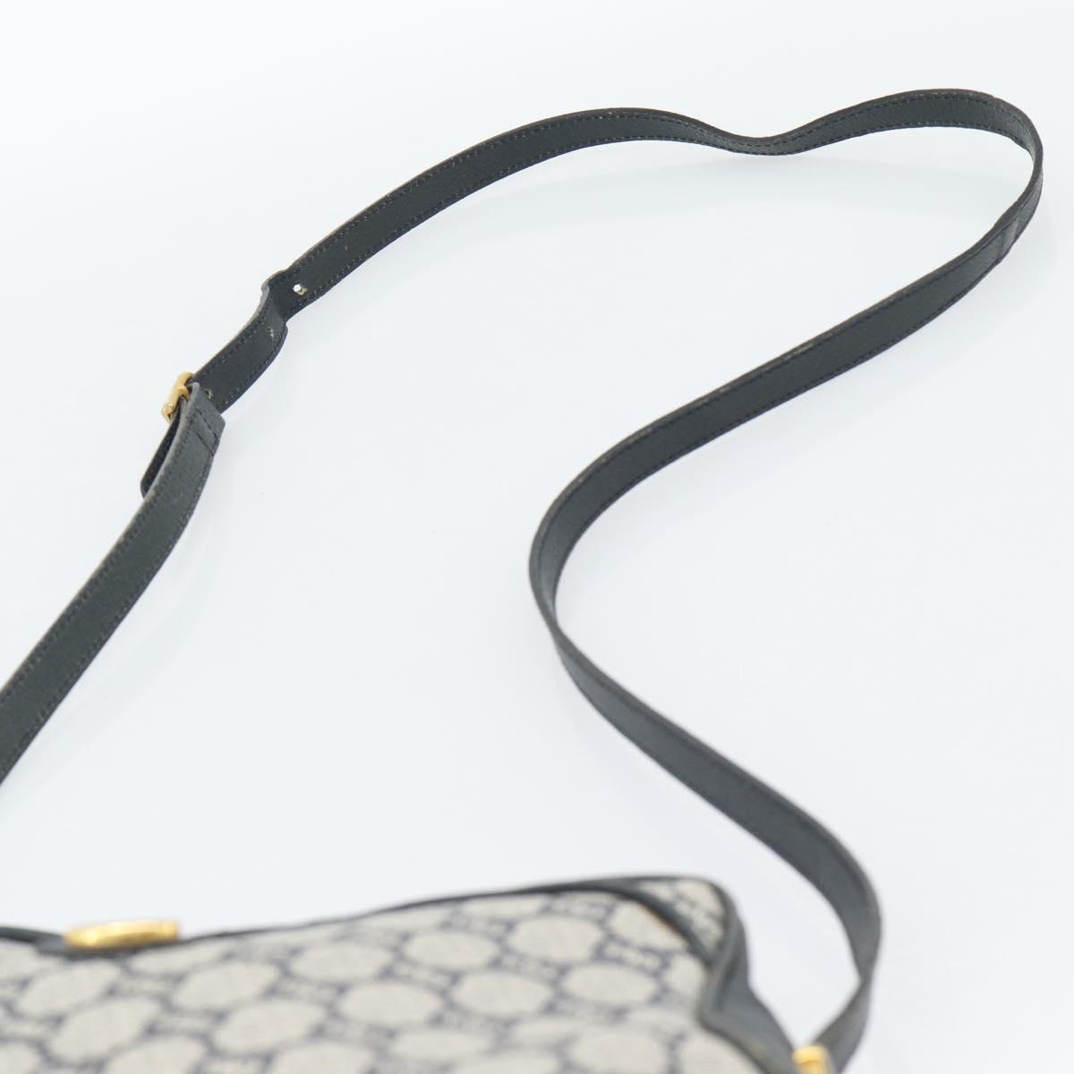 GUCCI GG Supreme Shoulder Bag PVC Navy Gold Auth 193574