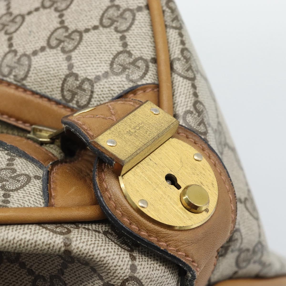 GUCCI GG Supreme Web Sherry Line Boston Bag PVC Beige Gold Auth 193576A