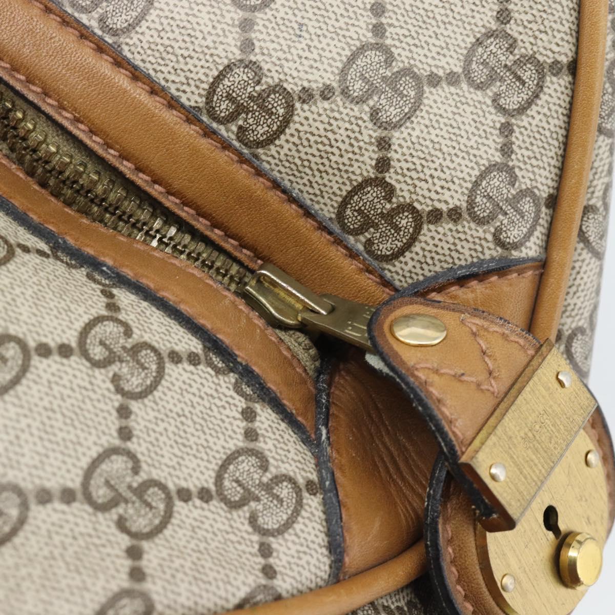 GUCCI GG Supreme Web Sherry Line Boston Bag PVC Beige Gold Auth 193576A