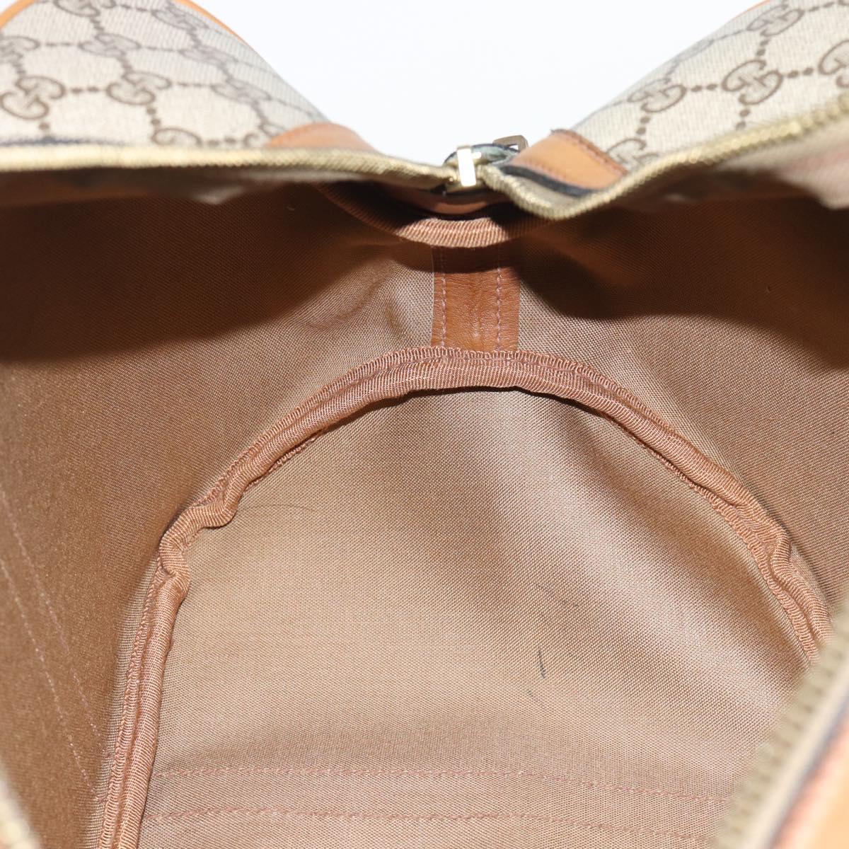 GUCCI GG Supreme Web Sherry Line Boston Bag PVC Beige Gold Auth 193576A