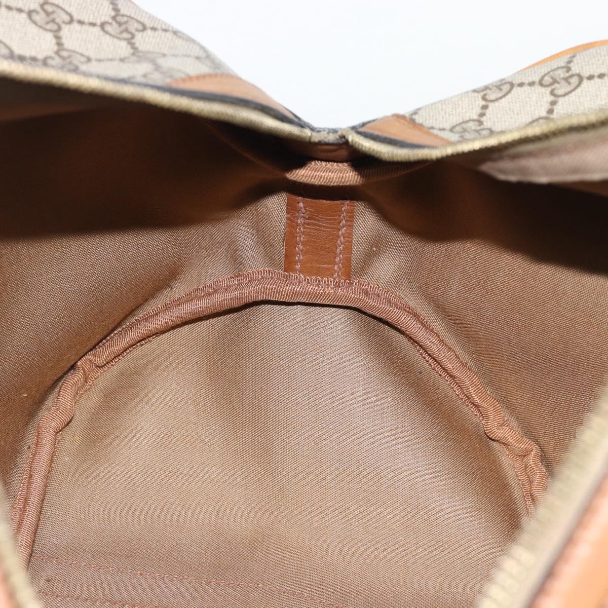 GUCCI GG Supreme Web Sherry Line Boston Bag PVC Beige Gold Auth 193576A