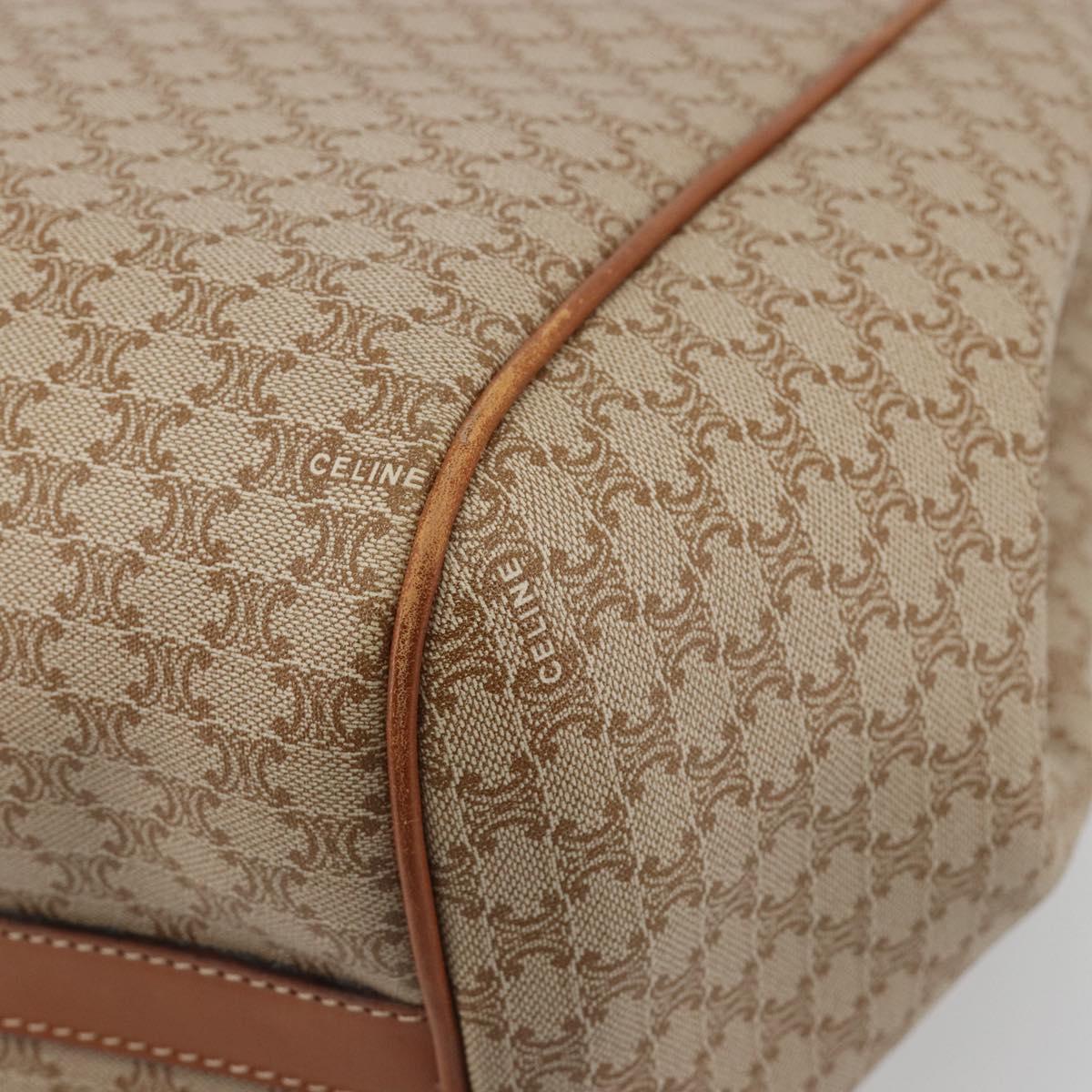 CELINE Macadam Canvas Tote Bag PVC Beige Gold Auth 193577