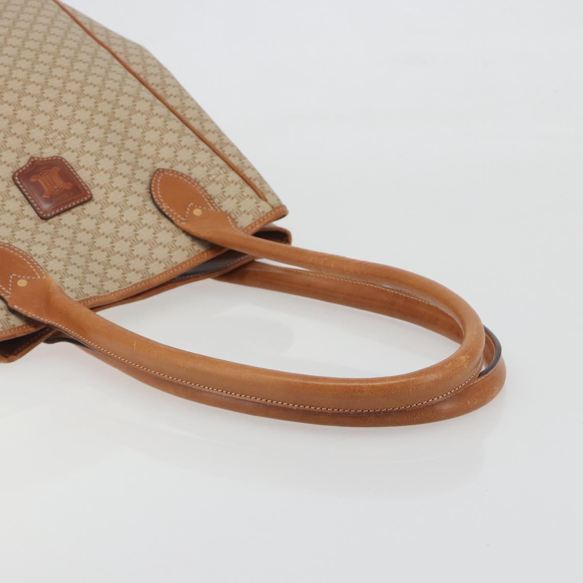 CELINE Macadam Canvas Tote Bag PVC Beige Gold Auth 193577